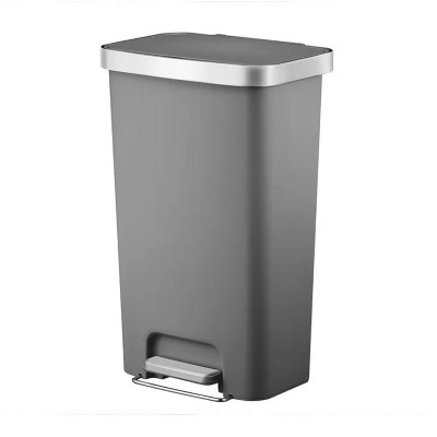 LunaLulinlk 11.9 Gallon Gray Plastic Kitchen Step Trash Can, Kitchen Pedal Step Trash Can