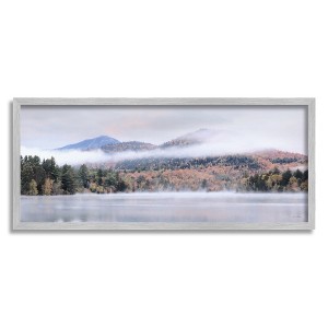 Stupell Industries Looming Fog Mountain Peak Reflective Lake Photography Black Framed Giclee Art - 1 of 4