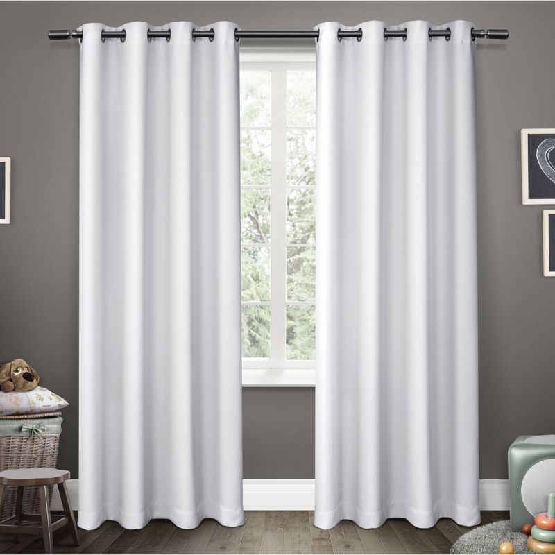 Exclusive Home Sateen Kids Twill Woven Room Darkening Blackout Grommet Top Curtain Panel Pair, 1 of 5