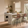 VECELO Bar Stools with Backs & Arms Set of 2, Counter Height Barstools Set with Tufted Upholstery & Footrest Ring, White/Brown - 4 of 4