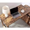 Vynxaria L-Shaped Home Office Workstation Distressed Wood, Attached Storage Credenza (Sliding Barn Door), Reversible Return - 3 of 4