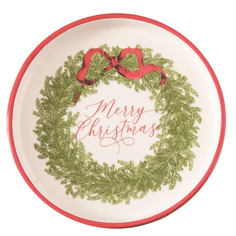 Transpac Christmas Holiday Cermaic Sentiment Wreath Plate Set of 4, Dishwasher Safe, 6.5", 3 of 6