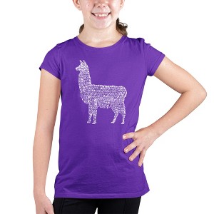 LA Pop Art Girl's Word Art T-shirt - Llama Mama - 1 of 4