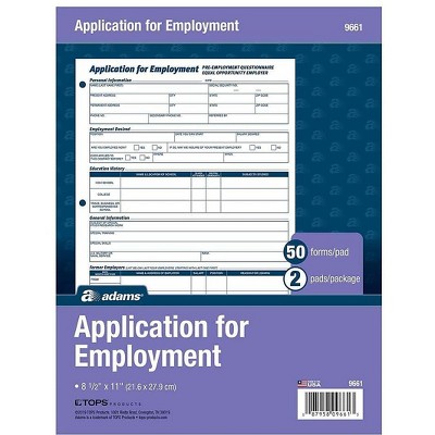 Adams Employment Applications 50/Pad 2 Pads/Pack (ABF 9661) 195990