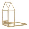 Sturdy Twin-Size Floor Bed featuring a House-Shaped Headboard and Roof, Constructed for Enduring Quality - 2 of 4