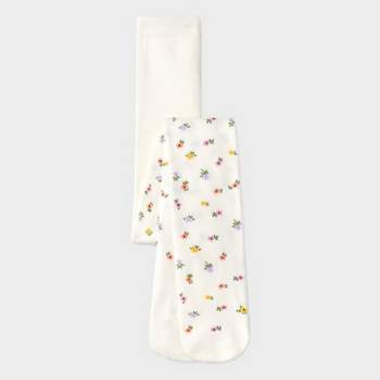 Girls' 'Floral' Cotton Tights - Cat & Jack™ White