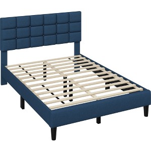 Yaheetech Upholstered Platform Bed Frame with Square Tufted Headboard - 1 of 4