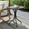 Resenkos Outdoor Side End Table, End Table, Outdoor Couch Table,26" Round Patio Table with Steel Frame and Slat Tabletop, Distressed Brown - 3 of 4