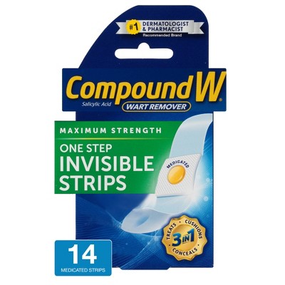 Compound W Maximum Strength One Step Invisible Wart Remover Strips - 14 ct