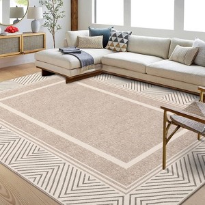 Modern Runner Rug Washable Area Rug Bordered Rugs Modern Runner Rug Non-Slip Area Rug Small Accent Geometric Throw Rugs Floor Carpet - 1 of 4