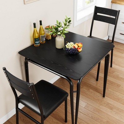 3-Piece Dining Table Set, Sturdy Wooden Square Table and Chair Breakfast Table Set for 2 Person