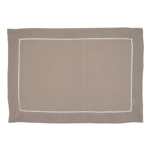 Saro Lifestyle Rochester Collection Placemat with Hemstitched Border (Set of 12), 14"x20", Beige - 1 of 4