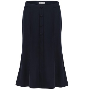 INSPIRE CHIC Women's Elegant Mermaid Skirt Casual Work High Waist A-Line Midi Fishtail Skirt - 1 of 4