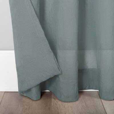 Harbor Blue 95" Sheer Polyester Rod Pocket Curtain Panel
