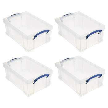 Really Useful Box 17 Liter Plastic Stackable Storage Container with Snap  Lid & Built-In Clip Lock Handles for Home or Office Organization, Clear