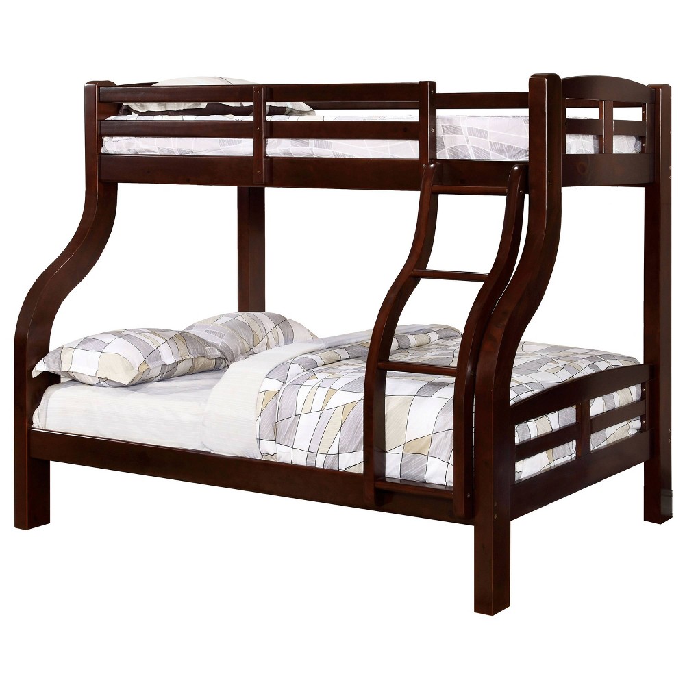 Photos - Bed Frame Twin/Full Lombardi Kids' Bunk Bed Dark Walnut - HOMES: Inside + Out