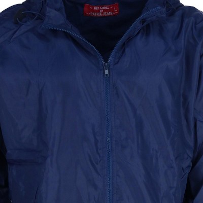CTM Men's Solid Color Water Resistant Hooded Zip Up Winderbreaker Jacket, XXL, Navy — фото 2