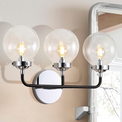 Caleb 22" Chrome and Black Globe Shade Wall Sconce
