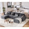 Sectional Sleeper Sofa with Pull Out Bed, Chenille Modular Sectional Couch with Pull Out Couch and Storage Seat & 2 Ottomans, Convertible Couches - 4 of 4
