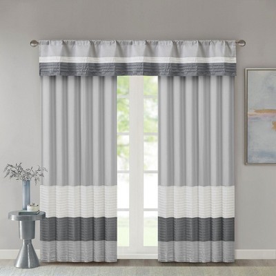 Polyoni Pintuck Light Filtering Striped Window Valance, Lightweight Textured Rod Pocket Top Valance for All Seasons