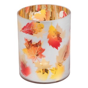 Northlight Autumn Leaves Glass Votive Candle Holder - 6" - 1 of 4