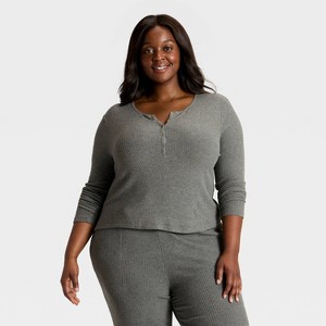 Women's Cozy Ribbed Long Sleeve Henley Pullover - Auden™ - 1 of 3