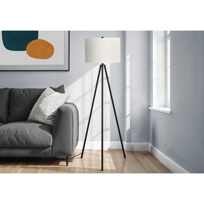 Lighting, 63"h, Floor Lamp, Black Metal, Ivory / Cream Shade, Contemporary