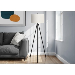 Lighting, 63"h, Floor Lamp, Black Metal, Ivory / Cream Shade, Contemporary - 1 of 1