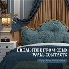 Hachikiko Queen Size Euro Headboard Pillow - Floral Embroidered, Blue with Gold, PP Cotton Filled (60"W x 26"H) - 2 of 4