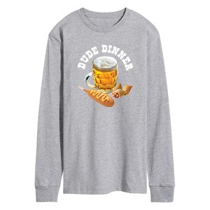 Men's - Instant Message - Dude Dinner Beer Corn Dog Long Sleeve Graphic T-Shirt - 1 of 4