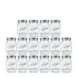 NutriChef 16-Piece Glass Mason Jars with Lids and Bands - for Meal Prep, Jam, Honey, and Favors (NCMSJ16)