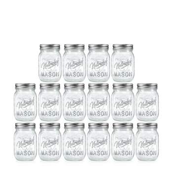NutriChef 16 Pcs. Glass Mason Jars with Regular Lids and Bands, DIY Magnetic Spice Jars, Ideal for Meal Prep, Jam, Honey, Wedding Favors, and more