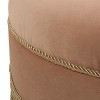 Yolanda 24in Round Upholstered Accent Ottoman, Peach Orange Velvet with Gold Trim - 2 of 4