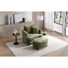 Chenille Accent Chair with Storage Ottoman, Upholstered Armchair Reaging Chair Barrel Chair - ModernLuxe - 2 of 4