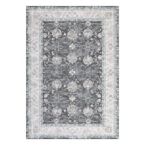 Vintage Rug Non Slip Non Shedding Washable Rug Bordered Printed Low Pile Soft Distressed Foldable Carpet for Bedroom Living Room Office Nursery - 1 of 4