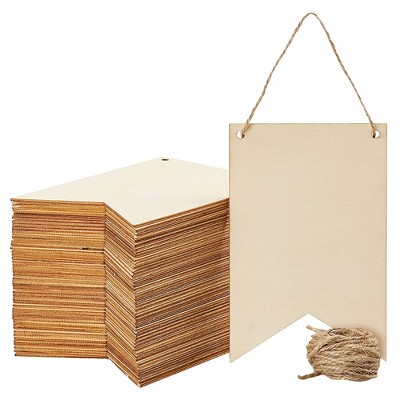 Juvale 48 Pack Unfinished Blank Wood Signs for DIY Crafts, Painting, and Engraving Wall Decorations, 6 x 4 In
