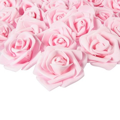 Juvale 100 Pack Light Pink Artificial Rose Flowers, Fake Foam Flower for Wedding Decorations, Baby Showers, Crafts, 3 inches