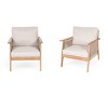 Set of 2 Outdoor Acacia Wood Arm Chairs with Rope Sides and Cushions, Modern Patio Lounge Seating for Porch, Balcony or Garden-Maison Boucle - 2 of 4