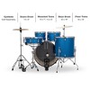 Ludwig Accent 5-Piece Drum Kit With 22" Bass Drum, Hardware and Cymbals Blue Sparkle - 2 of 3
