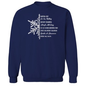 Rerun Island Men's Christmas Snowflake List Long Sleeve Graphic Cotton Sweatshirt - 1 of 1