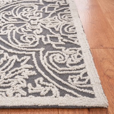 Handmade Dark Grey and Light Grey Wool Tufted Area Rug