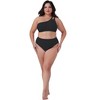 Agnes Orinda Women's Plus Size High Waisted Two Piece One Shoulder Keyhole Swimsuit Bathing Bikini Suits - 3 of 4