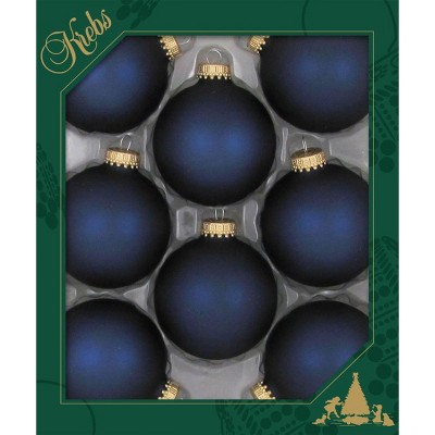 Christmas by Krebs 8ct Midnight Haze Blue Glass Christmas Ball Ornaments 2.5" (67mm)