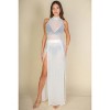 Slickblue Women's High Split Maxi Skirt, Sheer Mesh Jersey, Stretch Fit, Partywear Style, White/Yellow Multi, Size S-L - 3 of 4