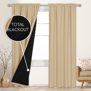 Deconovo ModernLuxury BlackOut RodCurtains For LivingRoom or BedRoom，Easy Clean,2Panels - 1 of 4