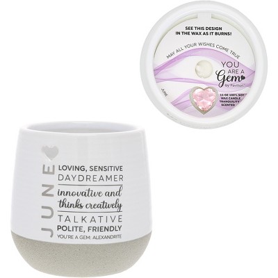 Pavilion Gift Company - June - 11 oz - 100% Soy Wax Reveal Candle with Birthstone Scent: Tranquility - Flame Candles