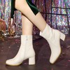 Allegra K Women's Halloween Square Toe Side Zip Block Heel Ankle Boots - 2 of 4