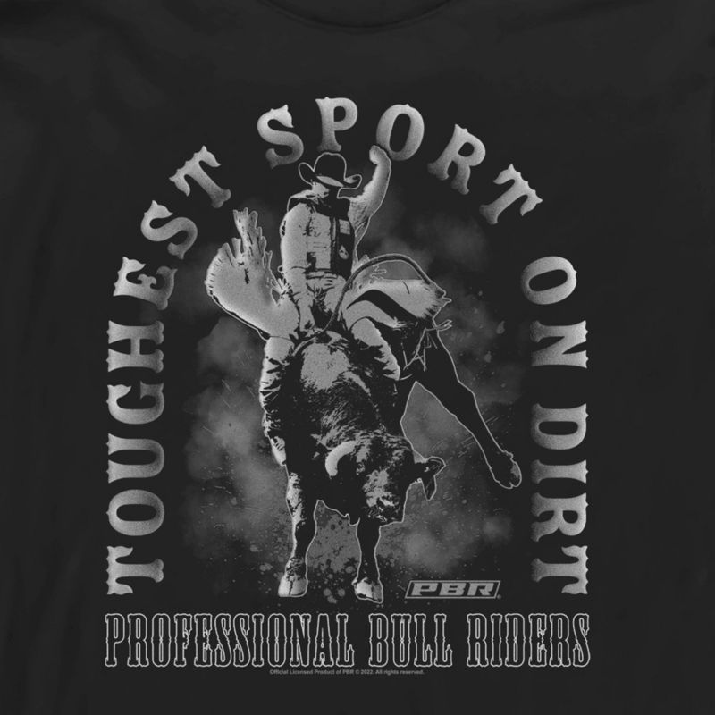 Men's Professional Bull Riders Toughest Sport on Dirt Black and White Long Sleeve Shirt, 2 of 5