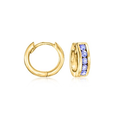 Ross-Simons 0.60 ct. t.w. Tanzanite Huggie Hoop Earrings in 18kt Gold Over Sterling