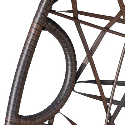 Brown Wicker Teardrop Hanging Hammock Chair with Cushions